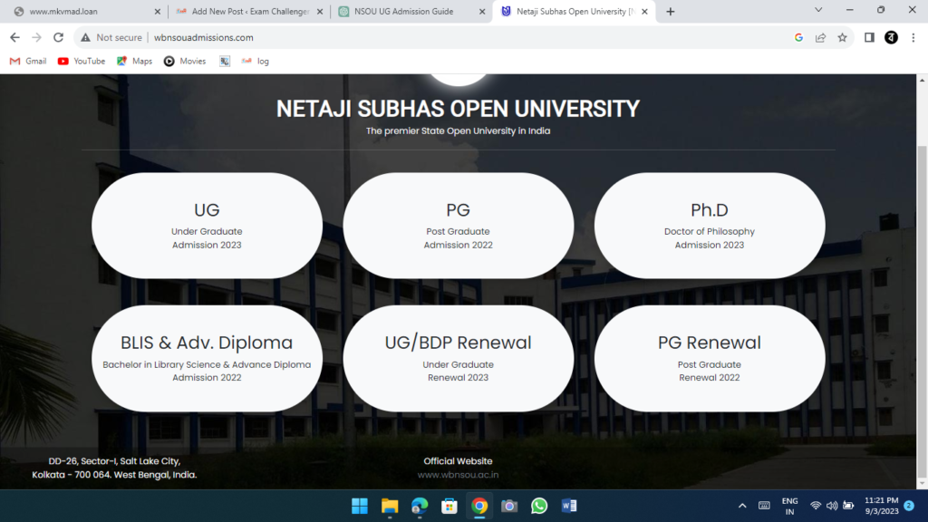 NSOU (Netaji Subhas Open University) UG (Undergraduate) Admission Full ...